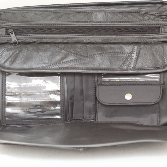 Vintage Black Leather Multi-Pocket Messenger Bag- Pre-owned - Picture 7 of 15